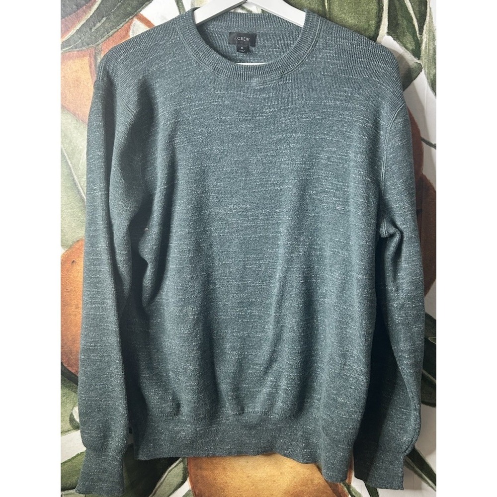 J. CREW Jumper Men's Medium Heather Green Pullover Crew Neck Stretchy Casual